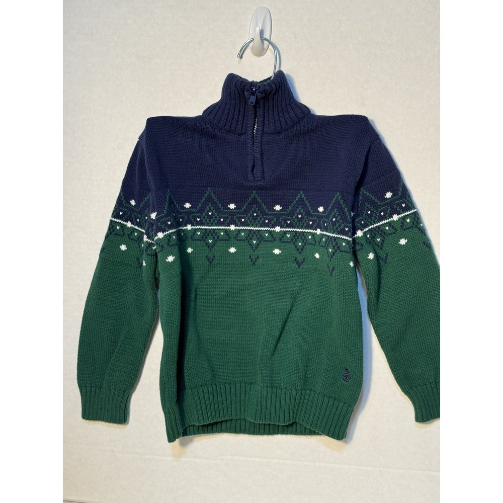 Izod Boys Sweater Green/Blue Pull Over 1/4 Zip Size 3T
